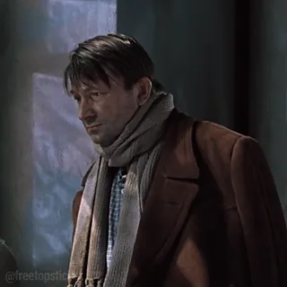 🙁 man, scarf, jacket, portrait, vintage, movie, film telegram sticker