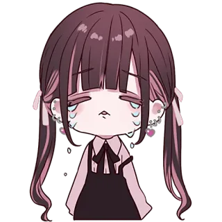 😢 Anime, Verdrietig, Huilend, Meisje, Cartoon, Digitale kunst telegram sticker