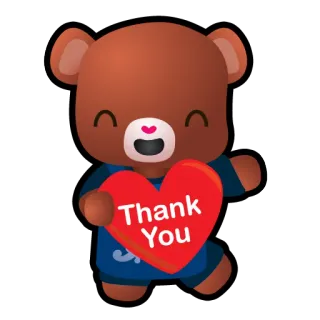 🤠 Thank You obrigado, urso, coração, fofo, saudação, desenho animado telegram sticker