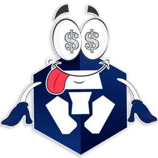 🤑 cripto, dinheiro, dólar, desenho animado, olhos, língua telegram sticker