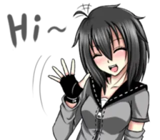 👋 アニメ, 女の子, 波, グレー, 漫画 telegram sticker