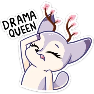 👸 DRAMA QUEEN Drama Queen, Tier, Cartoon, Geweih, Süß, Charakter, Ausdruck whatsapp sticker