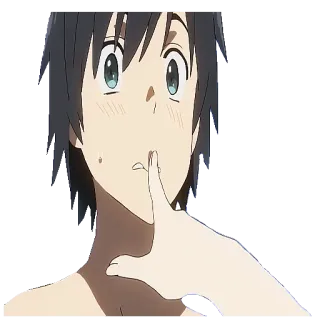 🤫 Аниме, Палец у губ, Тссс, Тихо, Парень, Румянец telegram sticker