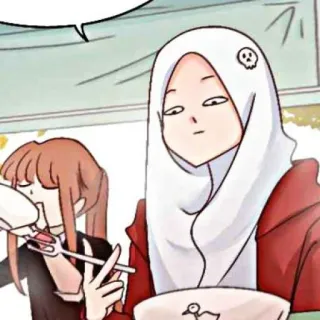 🌂 만화, 무슬림 여성, 히잡, 캐릭터, 애니메이션 whatsapp sticker