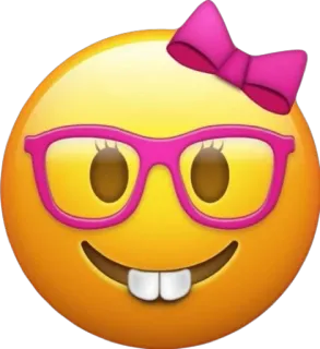 🤓 อิโมจิ, ใบหน้า, แว่นตา, เนิร์ด, โบว์, น่ารัก, การ์ตูน telegram sticker