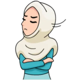 😒 hijab, muslim, woman, cartoon, serious telegram sticker