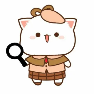 🍓 kucing, detektif, kartun, kaca pembesar, lucu, hewan whatsapp sticker