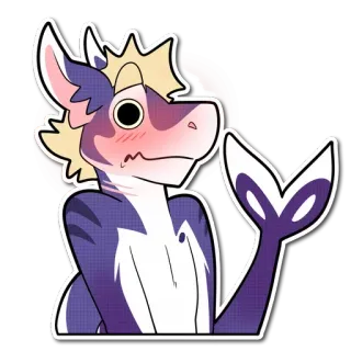 😌 Furry, Hai, Erröten, Anthropomorph, Cartoon, Niedlich, Lila whatsapp sticker
