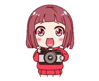 📸 Anime, Meisje, Camera, Schattig, Sticker, Cartoon telegram sticker