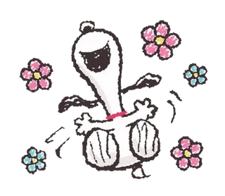 🎉 snoopy, fleurs, chien, dessin animé, mignon telegram sticker