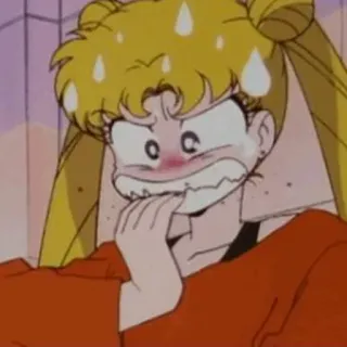😖 Sailor Moon anime, kartun, gugup, takut whatsapp sticker