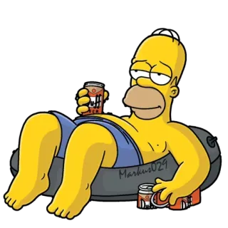 👍 Homer Simpson The Simpsons Гомер Симпсон, Симпсоны, Пиво Duff, Мультфильм, Релакс, Пиво telegram sticker