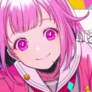 🙂 anime, cartoon, character, girl, pink hair, smile whatsapp sticker
