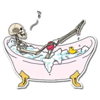 🛁 scheletro, vasca da bagno, paperella di gomma, schiuma, fumare telegram sticker