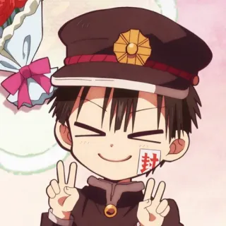 🔪 Hanako-kun Toilet-bound Hanako-kun Anime, Mangá, Fofo, Hanako-kun, Sinal de paz, Personagem, Uniforme escolar, Selo telegram sticker