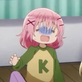 🌸 K anime, ragazza, capelli rosa, cartone animato telegram sticker