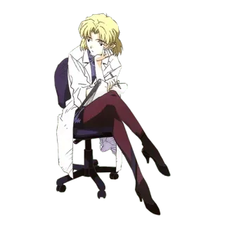 🔷 Ritsuko Akagi Neon Genesis Evangelion Anime, Scienziato, Dottore, Seduta, Donna telegram sticker