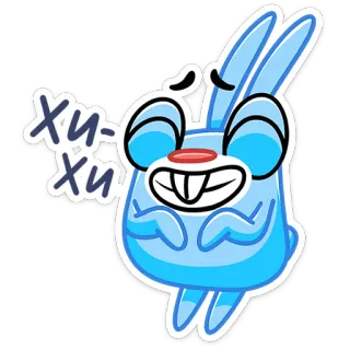 😀 Хи-хи-хи konijn, konijntje, cartoon, grappig, lachen, blij, schattig telegram sticker