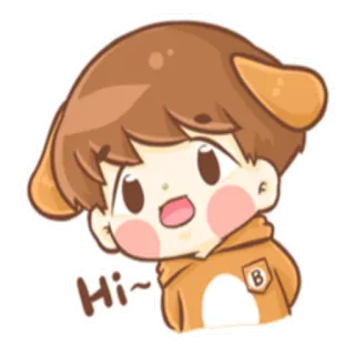 🙂 Hi~ Desenho animado, Saudação, Fofo, Orelhas de cachorro, Menino, Oi telegram sticker