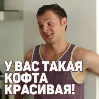 😍 У ВАС ТАКАЯ КОФТА КРАСИВАЯ! pria, rusia, teks, sweter telegram sticker
