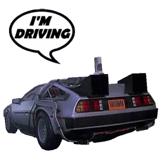 🚗 I'M DRIVING car, driving, delorean, back to the future, vehicle, time travel telegram sticker