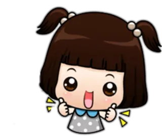 👍 Cartoon, Mädchen, Süß, Daumen hoch, Positiv, Emoji, Sticker telegram sticker