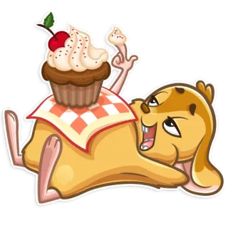 😋 cachorro, cupcake, dedo do meio, rude, ofensivo, desenho animado whatsapp sticker
