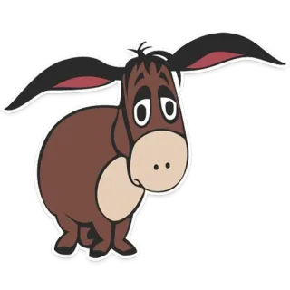 😔 asino, animale, cartone animato, sticker whatsapp sticker