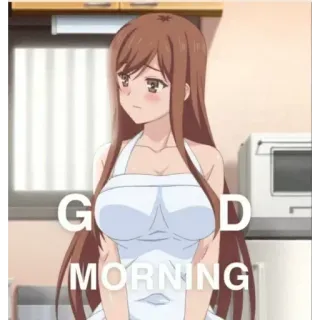 ✨ Good Morning аниме, девушка, фартук, утро, приветствие whatsapp sticker