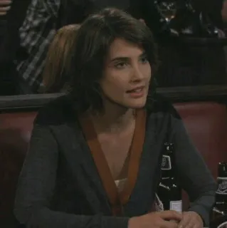 🍕 Robin Scherbatsky How I Met Your Mother phụ nữ, tóc nâu, bia, quán bar, HIMYM telegram sticker