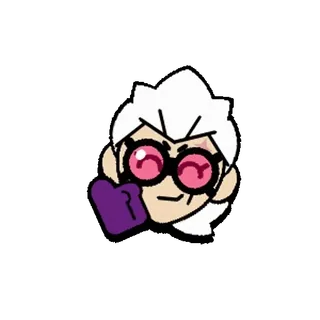 👍 角色, 卡通, 贴纸, 紫色手套, 白发 telegram sticker