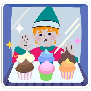 🧁 elfo, cupcakes, comida, postre, dulce, dibujos animados telegram sticker