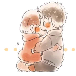 💖 coppia, abbraccio, cartoni animati, amore, kawaii telegram sticker