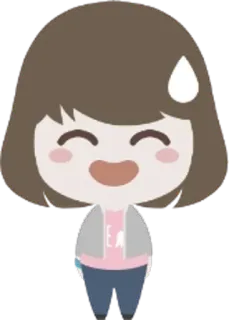 😼 Desenho animado, Menina, Gota de suor, Kawaii, Bonito telegram sticker