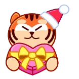 😊 tigre, chat, bonnet père noël, noël, coeur, cadeau, mignon, sticker whatsapp sticker