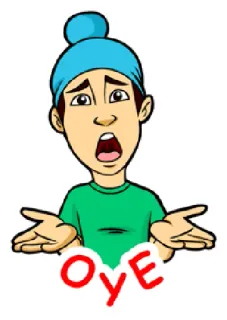 😦 OYE Punjabi, espressione, domanda, uomo, personaggio whatsapp sticker
