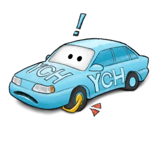 😦 YCH auto, gomma a terra, automobilistico, illustrazione telegram sticker