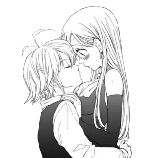 💕 Meliodas The Seven Deadly Sins Anime, Romantik, Umarmung, Paar, Fanart, Cartoon, Kuss, Elizabeth telegram sticker