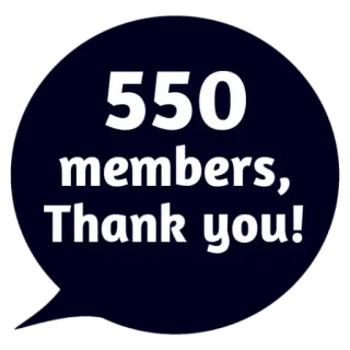 😵 550 members, Thank you! membros, obrigado, celebração, marco, comunidade telegram sticker
