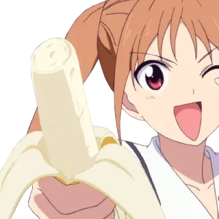👩 Anime, Garota, Banana, Fofo, Desenho animado, Personagem telegram sticker
