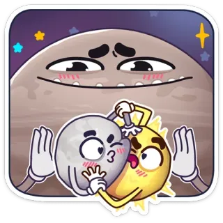 😏 sun, moon, planet, cartoon, cute, stars, space telegram sticker