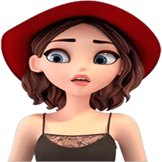 😲 kreskówka, kobieta, kapelusz, dziewczyna, grafika cyfrowa telegram sticker