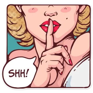 🤐 SHH! silence, shush, quiet, woman, finger, lips telegram sticker