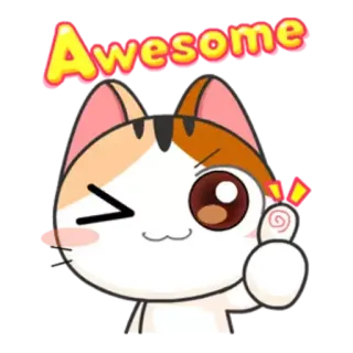 👍 Awesome 猫, 動物, ポジティブ, 漫画, 可愛い telegram sticker