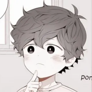🤔 pon anime, niño, pensando, dibujos animados telegram sticker