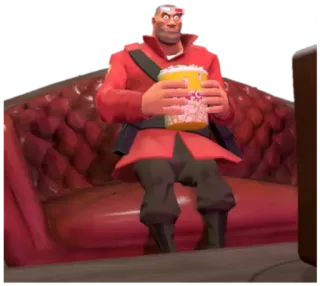 😎 Soldier Team Fortress 2 team fortress 2, soldat, popcorn, regarder la télé, jeu vidéo, personnage whatsapp sticker