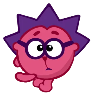 😕 cartoon, sticker, purple hair, pink, glasses, cute telegram sticker