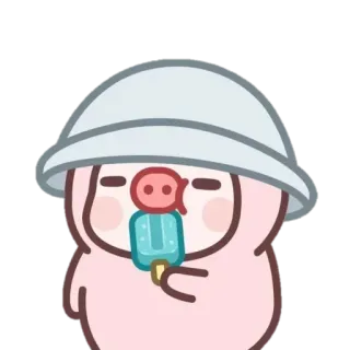 🍦 cartoon, pig, popsicle, cute, helmet telegram sticker