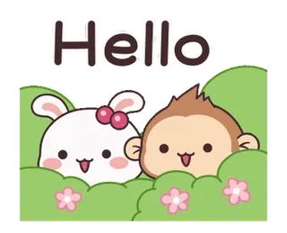 🌵 Hello saludo, animales, lindo, conejo, mono, flores telegram sticker