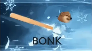 😡 BONK Meme, Bonk, Doge, Kij bejsbolowy, Śmieszne, Mem internetowy, Pies telegram sticker